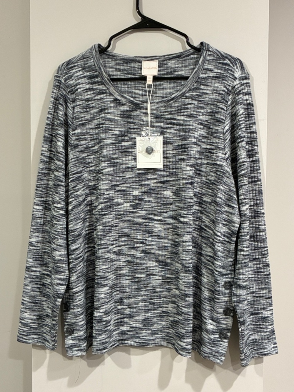 Zac & Rachel NWT Gray Marled Long Sleeve Knit Top
